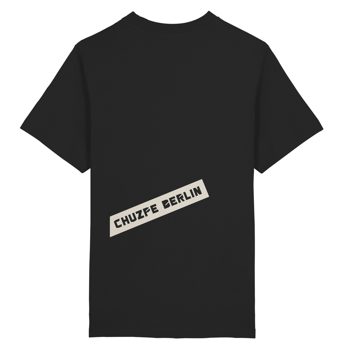 THE MARK Oversize T-Shirt in Schwarz, Rückansicht mit Druck CHUZPE BERLIN