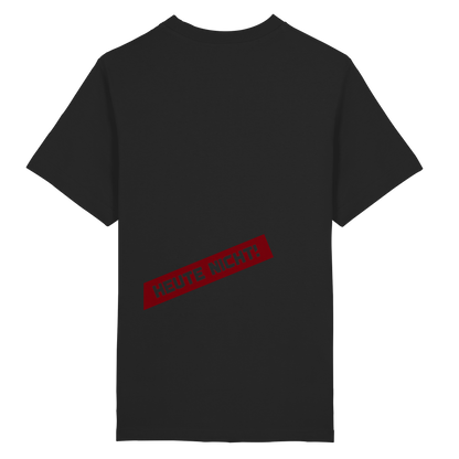 BERLIN BOUNCER · RED ED. Oversize T-Shirt in Schwarz, Rückansicht mit Druck HEUTE NICHT! in Blutrot