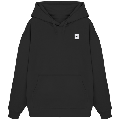 BERLIN BOUNCER Oversize Hoodie in Schwarz, Vorderansicht mit Marke hoch auf der Brust