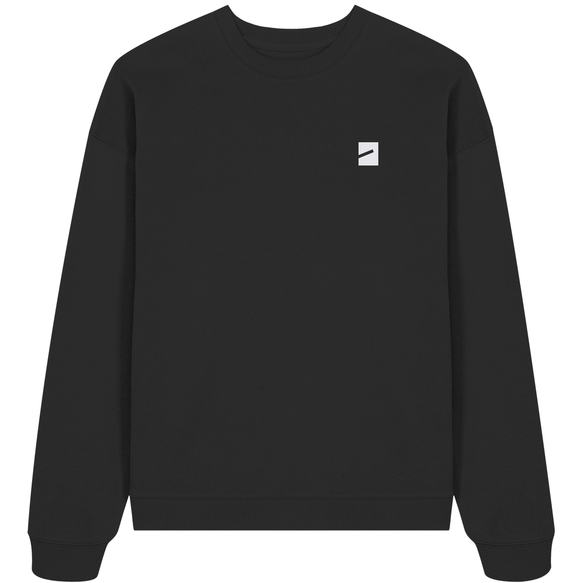 BERLIN BOUNCER Oversize Sweatshirt in Schwarz, Vorderansicht mit kleiner Marke auf der Brust