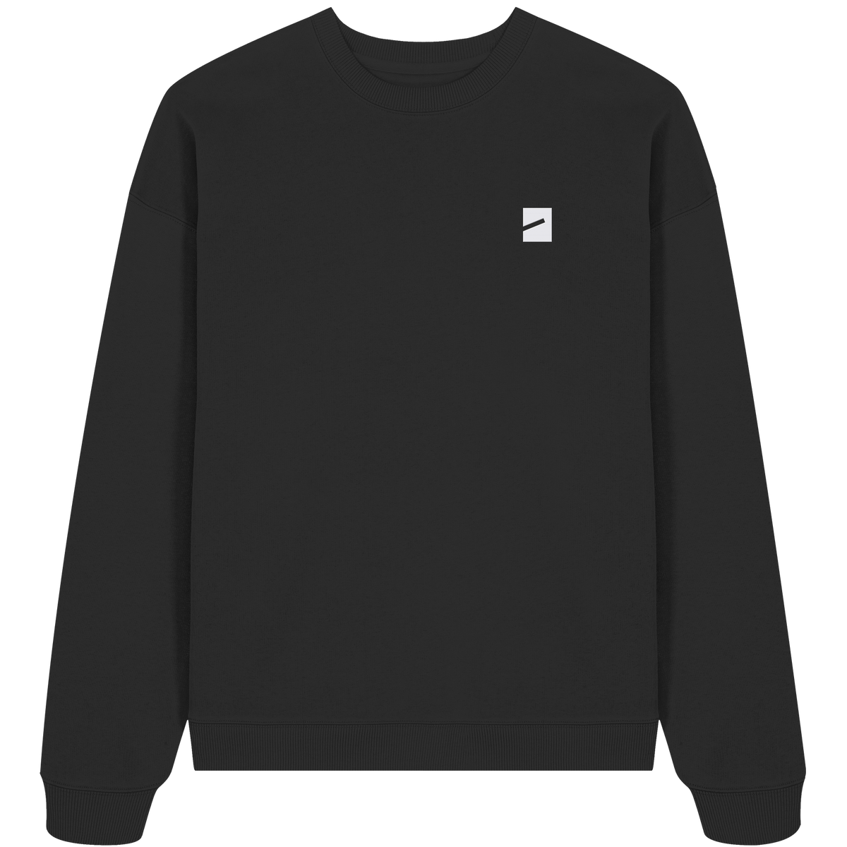 CHUZPE BERLIN Oversize Sweatshirt in Schwarz, Vorderansicht mit kleiner Marke auf der Brust