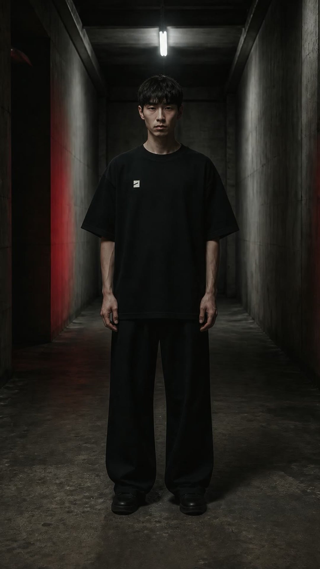 THE MARK Oversize T-Shirt in Schwarz, Vorder- und Rückansicht mit Rückendruck CHUZPE BERLIN