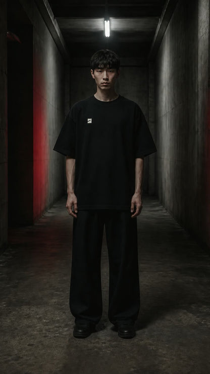 BERLIN BOUNCER Oversize Sweatshirt in Schwarz, Vorder- und Rückansicht mit Rückendruck HEUTE NICHT!